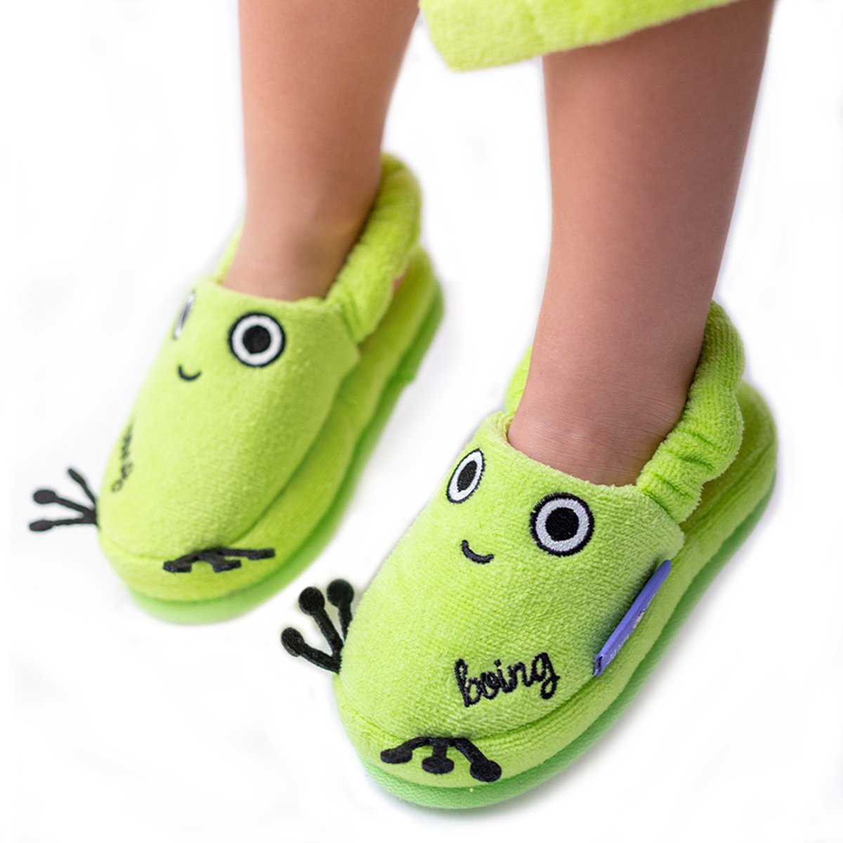 Milk&Moo Cacha Frog peuter kinderpantoffels, %100 katoen, voor huis, bad, binnengebruik Joy&Bloom