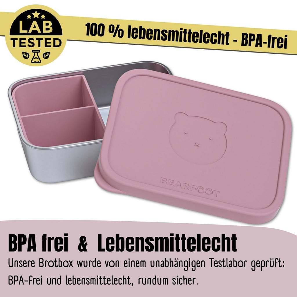 Lunchbox kinder RVS met siliconen inzetstuk - roze Joy&Bloom