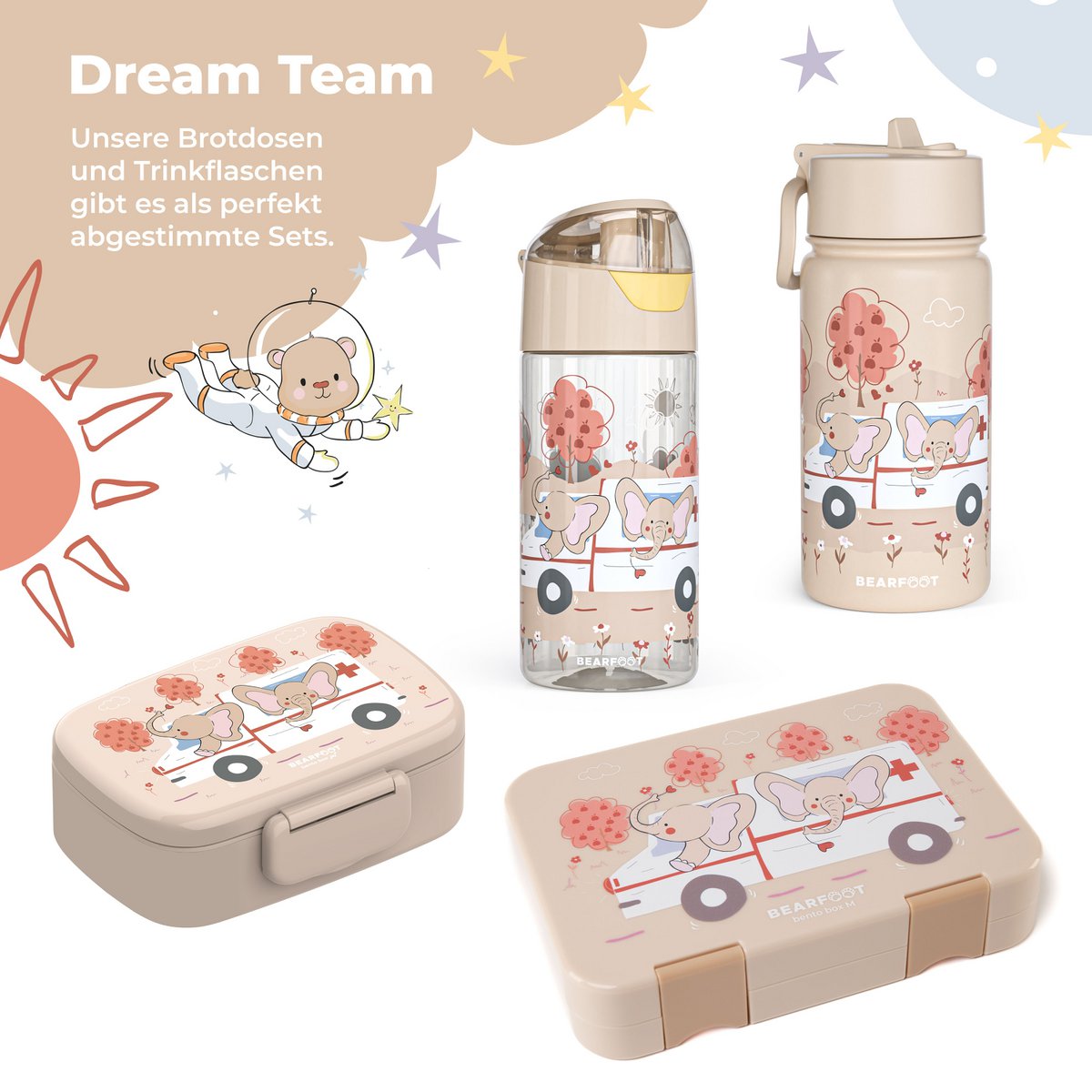Thermo kinderdrinkfles RVS - ambulance bruin Joy&Bloom