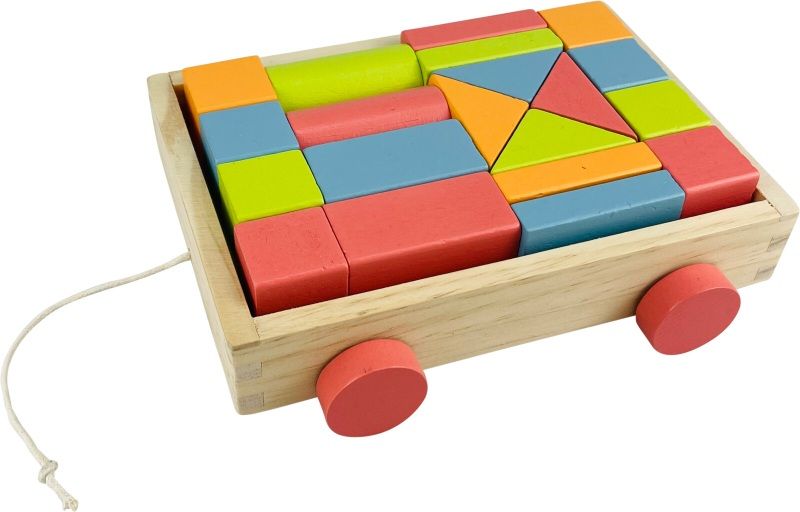 Houten Blokkenkar Met 20 Blokken Overig speelgoed Joy&Bloom