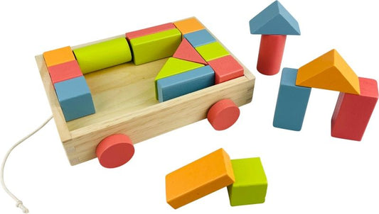 Houten Blokkenkar Met 20 Blokken Default Title Overig speelgoed Joy&Bloom