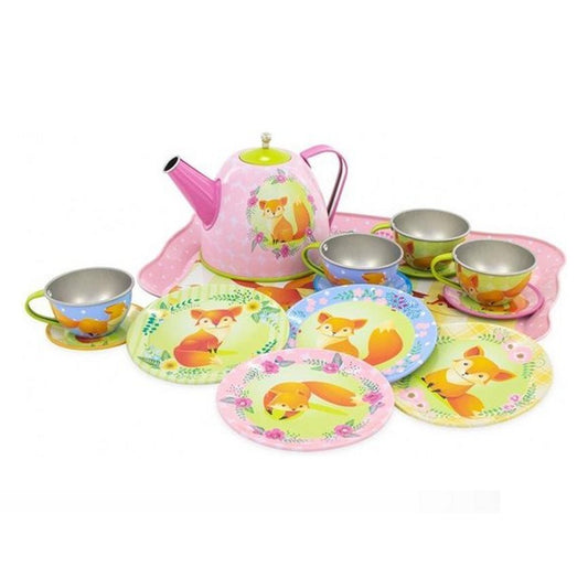 Simply For Kids Tinnen Theeservice Vos In Koffer 15-Delig Default Title Huishouden & Keuken Joy&Bloom