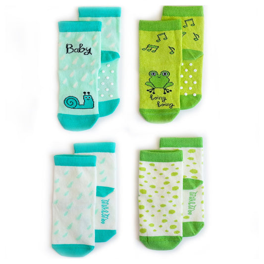 Milk&Moo Cacha Kikker en Sangaloz 4-delige babysokjesset, 0-12 maanden Joy&Bloom