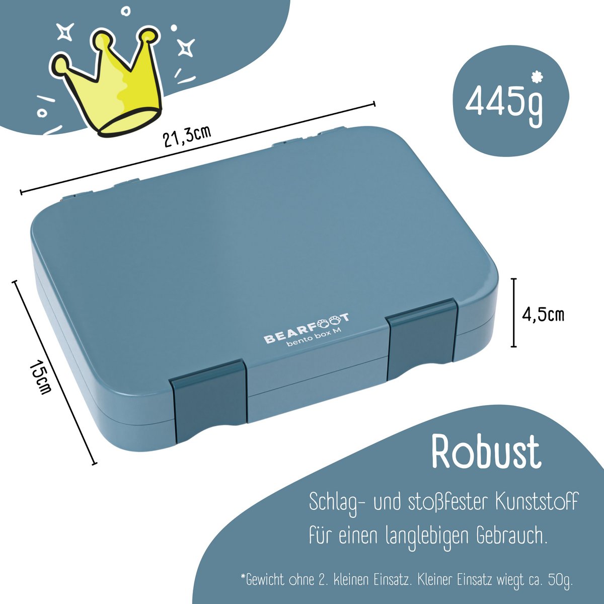 Kinderlunchbox met vakken, lunchbox, bentobox - blauw Joy&Bloom