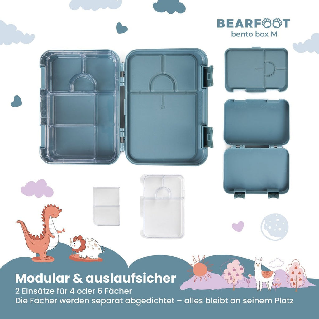 Kinderlunchbox met vakken, lunchbox, bentobox - aap blauw Joy&Bloom