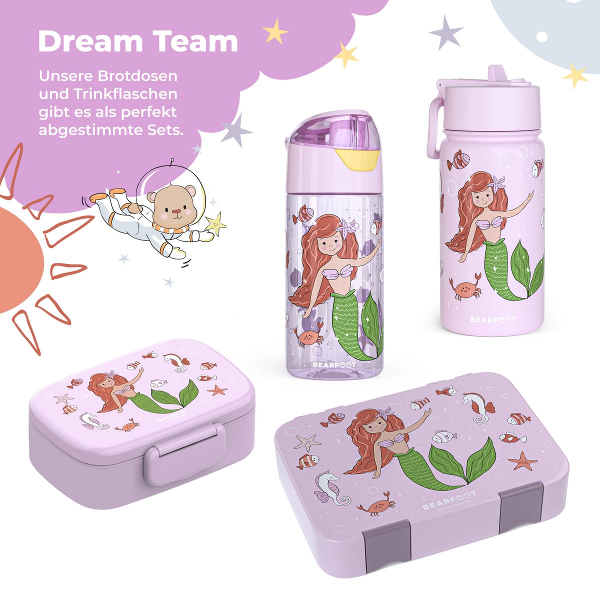 Thermo kinderdrinkfles RVS - zeemeermin paars Joy&Bloom
