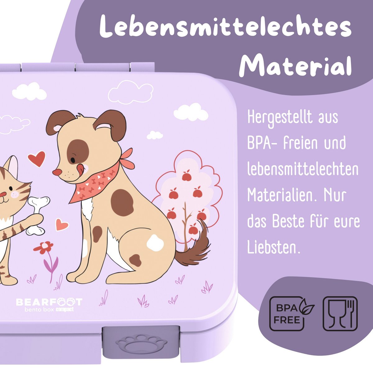 Lunchbox, lek -proof - Dog & Cat Purple Joy&Bloom
