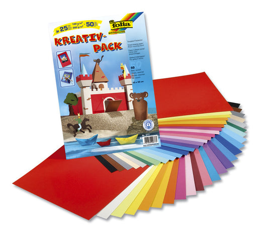 Folia Fo-677 Knutselpapier Kreapakket A 50 Vel 25 Verschillende Kleuren Default Title Gekleurd papier Joy&Bloom