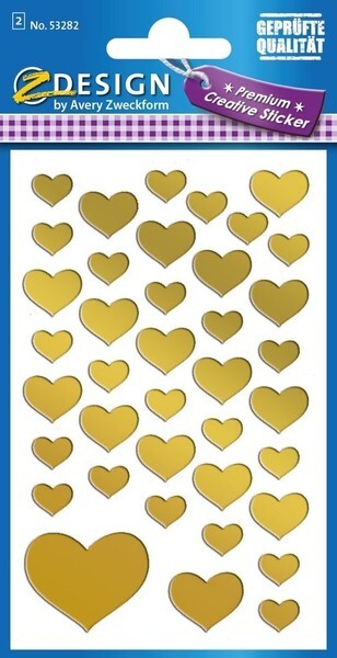 Avery Av-53282 Folie Etiket Z-Design Creative Pakje A 2 Vel Gouden Hartjes Default Title Hobby + Knutselen Joy&Bloom