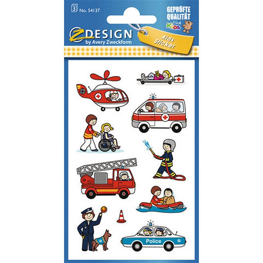 Avery Av-54137 Z-Design Kids Stickers Hulpdiensten 3 Vel Default Title Stickerboeken + Sets Joy&Bloom