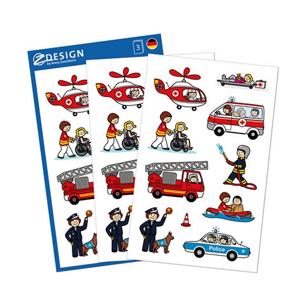 Avery Av-54137 Z-Design Kids Stickers Hulpdiensten 3 Vel Stickerboeken + Sets Joy&Bloom