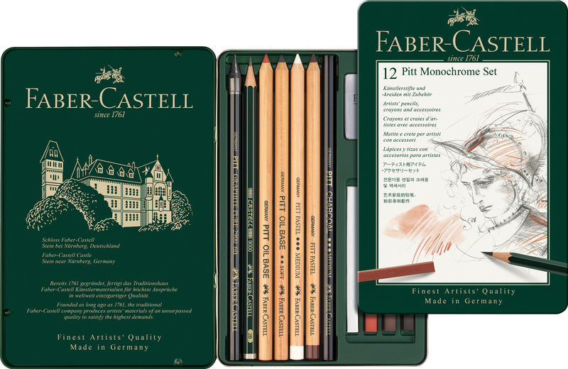 Faber Castell Fc-112975 Pitt Monochrome Set Faber-Castell 12-Delig Medium Default Title Tekenen Joy&Bloom