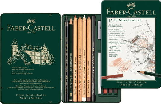 Faber Castell Fc-112975 Pitt Monochrome Set Faber-Castell 12-Delig Medium Default Title Tekenen Joy&Bloom