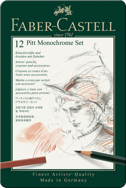 Faber Castell Fc-112975 Pitt Monochrome Set Faber-Castell 12-Delig Medium Tekenen Joy&Bloom