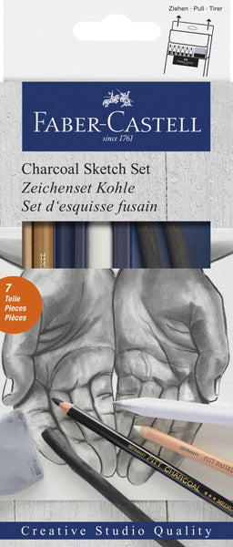 Faber Castell Fc-114002 Houtskoolset Faber-Castell 7-Delig Default Title Houtskool Joy&Bloom