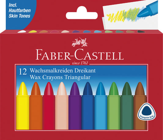 Faber Castell Fc-120010 Waskrijt Driehoek 12 Stuks Default Title Waskrijt Joy&Bloom