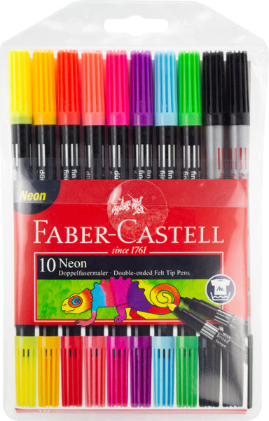 Faber Castell Fc-151109 Viltstiften Duo Neon Kleuren In Etui 10 Stuks Default Title Viltstiften Joy&Bloom