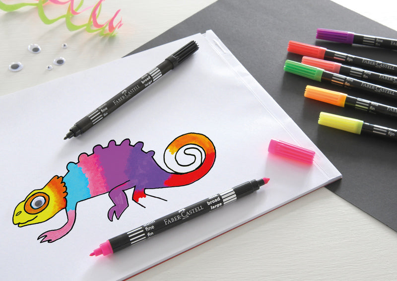 Faber Castell Fc-151109 Viltstiften Duo Neon Kleuren In Etui 10 Stuks Viltstiften Joy&Bloom