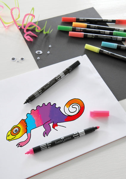 Faber Castell Fc-151109 Viltstiften Duo Neon Kleuren In Etui 10 Stuks Viltstiften Joy&Bloom