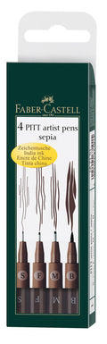 Faber Castell Fc-167101 Tekenstift Faber-Castell Pitt Artist Pen 4-Delig Etui Donker Sepia Default Title Tekenen Joy&Bloom