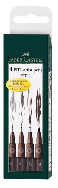 Faber Castell Fc-167101 Tekenstift Faber-Castell Pitt Artist Pen 4-Delig Etui Donker Sepia Default Title Tekenen Joy&Bloom