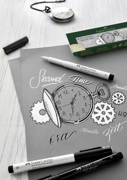 Faber Castell Fc-167151 Tekenstift Faber-Castell Set Pitt Artist Pen Zwart En Wit Tekenen Joy&Bloom
