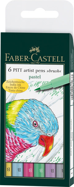 Faber Castell Fc-167163 Tekenstift Faber-Castell Pitt Artist Pen Brush Etui A 6 Stuks Pastel Default Title Tekenen Joy&Bloom