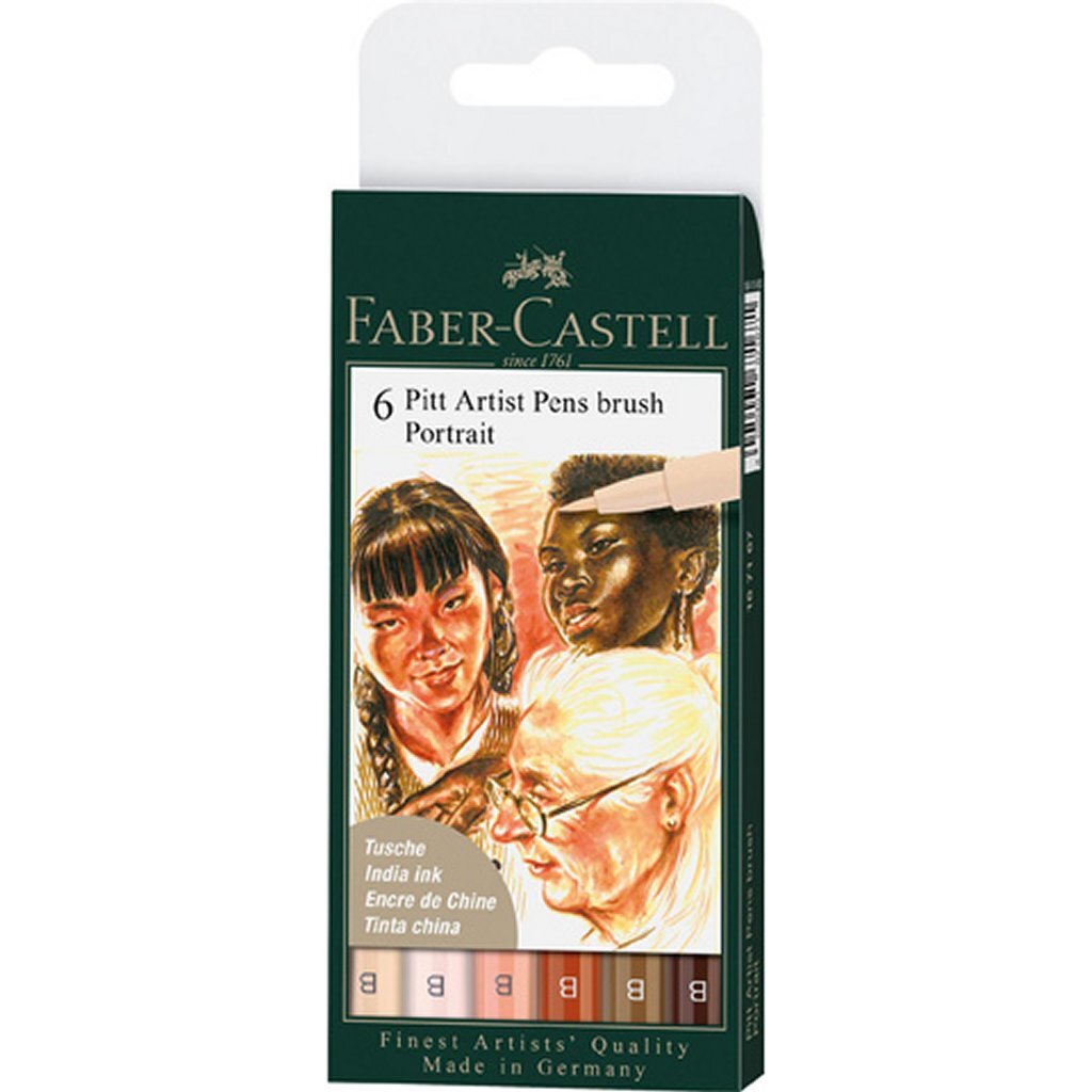 Faber Castell Fc-167167 Pitt Artist Pens Brush Portrait 6 Stuks Default Title Tekenen Joy&Bloom