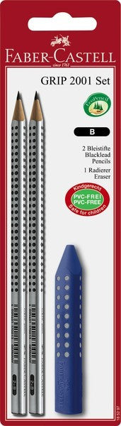 Faber Castell Fc-185297 Potlood Grip 2001 2 Stuks Met Gum Default Title Grafietpotloden Joy&Bloom