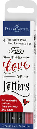 Faber Castell Fc-267115 Tekenstift Faber-Castell Pitt Artist Pen Handlettering 4-Delig Etui Zwart Default Title Tekenen Joy&Bloom