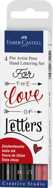 Faber Castell Fc-267115 Tekenstift Faber-Castell Pitt Artist Pen Handlettering 4-Delig Etui Zwart Default Title Tekenen Joy&Bloom