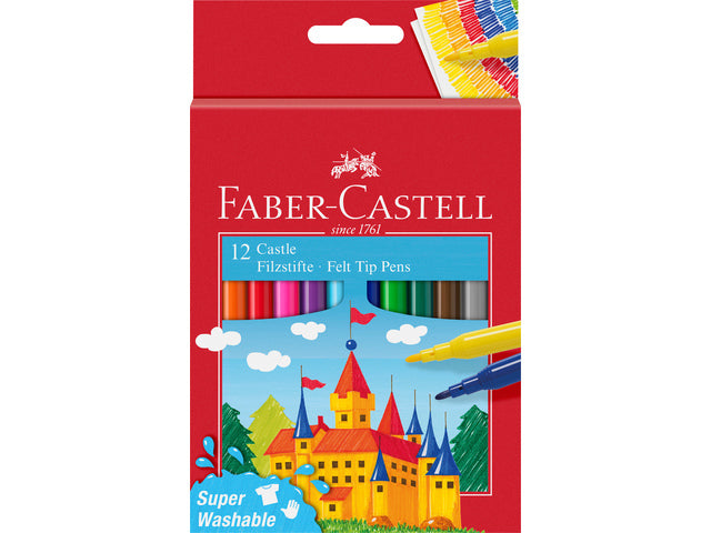 Faber Castell Fc-554201 Viltstift 12 Stuks Uitwasbaar Karton Etui Default Title Viltstiften Joy&Bloom