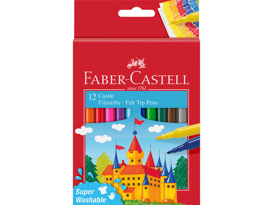 Faber Castell Fc-554201 Viltstift 12 Stuks Uitwasbaar Karton Etui Default Title Viltstiften Joy&Bloom