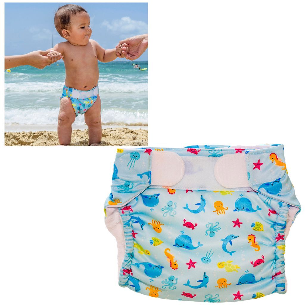 Freds Swim Academy Wasbare Zwemluier Zeedieren Maat 2 9-16 Kg Blauw Default Title Zwemluiers Joy&Bloom