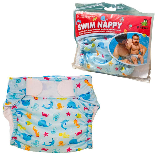 Freds Swim Academy Wasbare Zwemluier Zeedieren Maat 1 4-9 Kg Blauw Default Title Zwemluiers Joy&Bloom