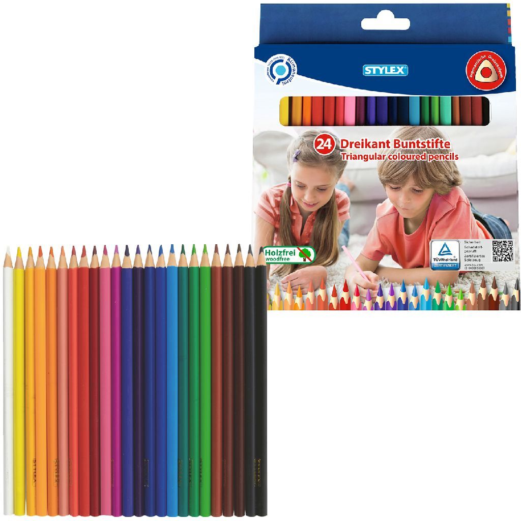 Stylex Driehoekige Kleurpotloden 24 Kleuren Kleurpotloden Joy&Bloom