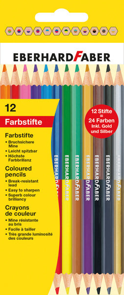 Eberhard Faber Ef-514811 Kleurpotlood 2-Zijdig Gekleurd Etui 12 Stuks 24 Kleuren Default Title Kleurpotloden Joy&Bloom