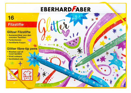 Eberhard Faber Ef-551016 Viltstiften Glitter Doos 16 Kleuren Default Title Viltstiften Joy&Bloom