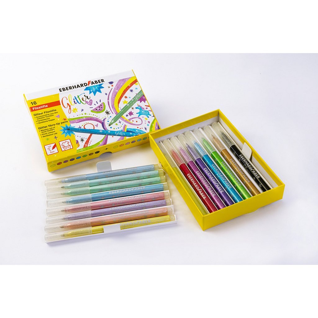 Eberhard Faber Ef-551016 Viltstiften Glitter Doos 16 Kleuren Viltstiften Joy&Bloom