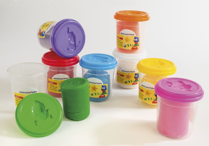 Eberhard Faber Ef-572510 Kinderklei In Beker,140Gr Oranje, Roze, Groen, Paars Kleien Joy&Bloom