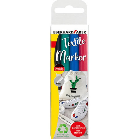 Eberhard Faber Ef-578204 Textielmarker 4 Stuks + Sjablonen Default Title Hobby + Knutselen Joy&Bloom