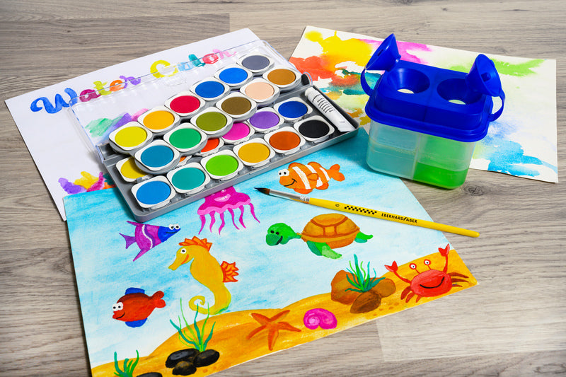 Eberhard Faber Ef-578324 Verfdoos Winner 24 Kleuren + Mengpalet Schilderen Joy&Bloom
