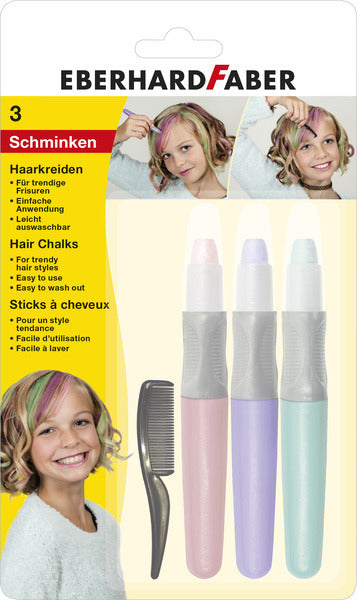 Eberhard Faber Ef-579202 Haarkrijt 3 Stuks Roze, Paars, Turquoise Default Title Make-up en Haar Joy&Bloom