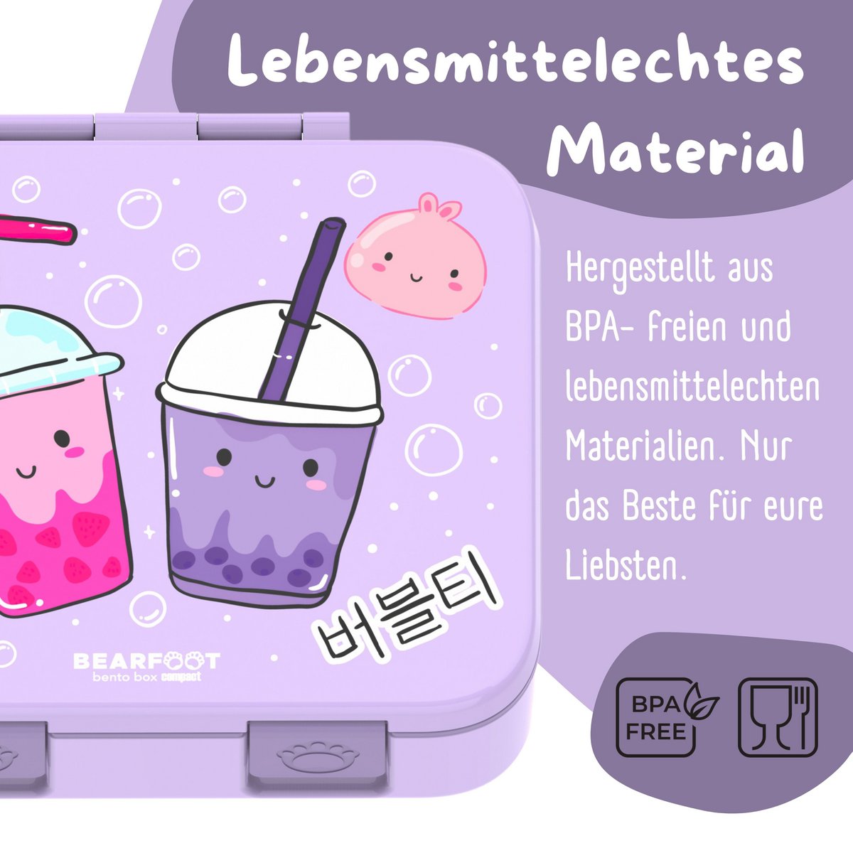 Lunchbox, licht en lekbestendig bubbletea paars Joy&Bloom