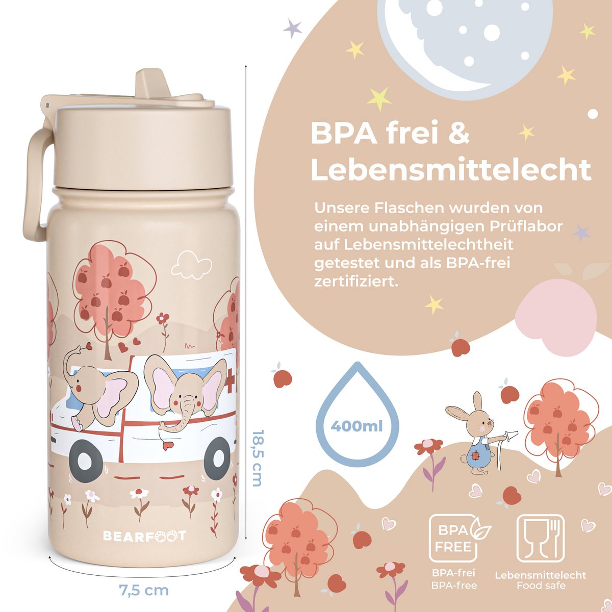 Thermo kinderdrinkfles RVS - ambulance bruin Joy&Bloom