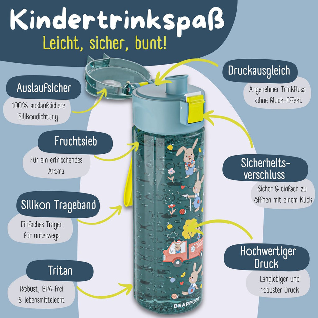 Kinderdrinkfles, 500ml, lichtgewicht - brandweer blauw Joy&Bloom