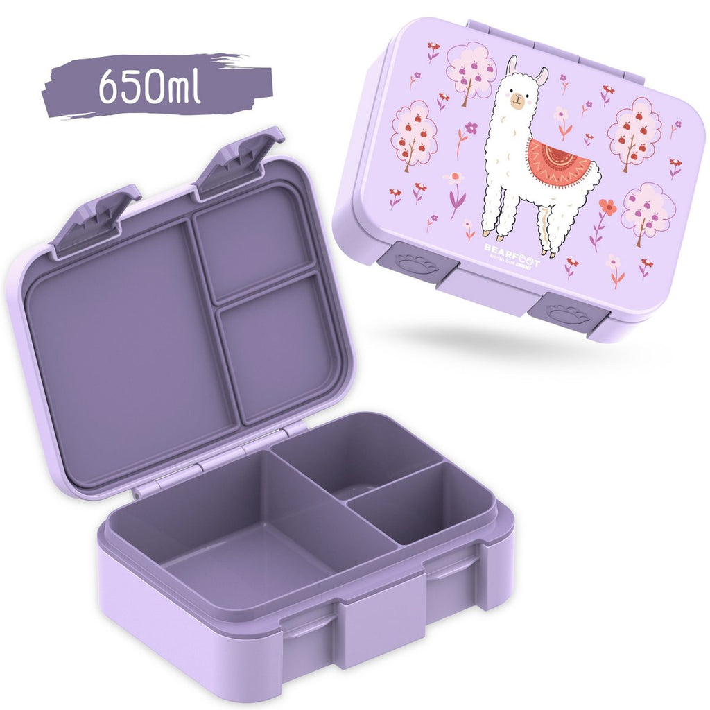 Lunchbox met onderwerpen, licht en lek -proof - lama alpaca lila