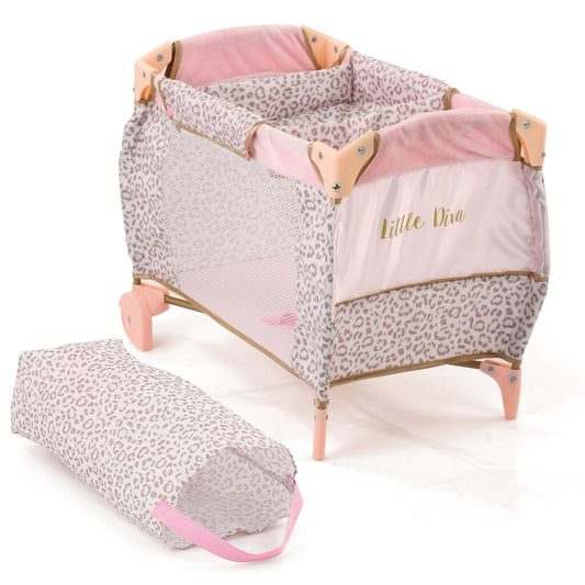 Basic Little Diva Opvouwbare Poppenbedje 41X28X12 Cm Roze/Goud Default Title Poppen Accessoires Joy&Bloom