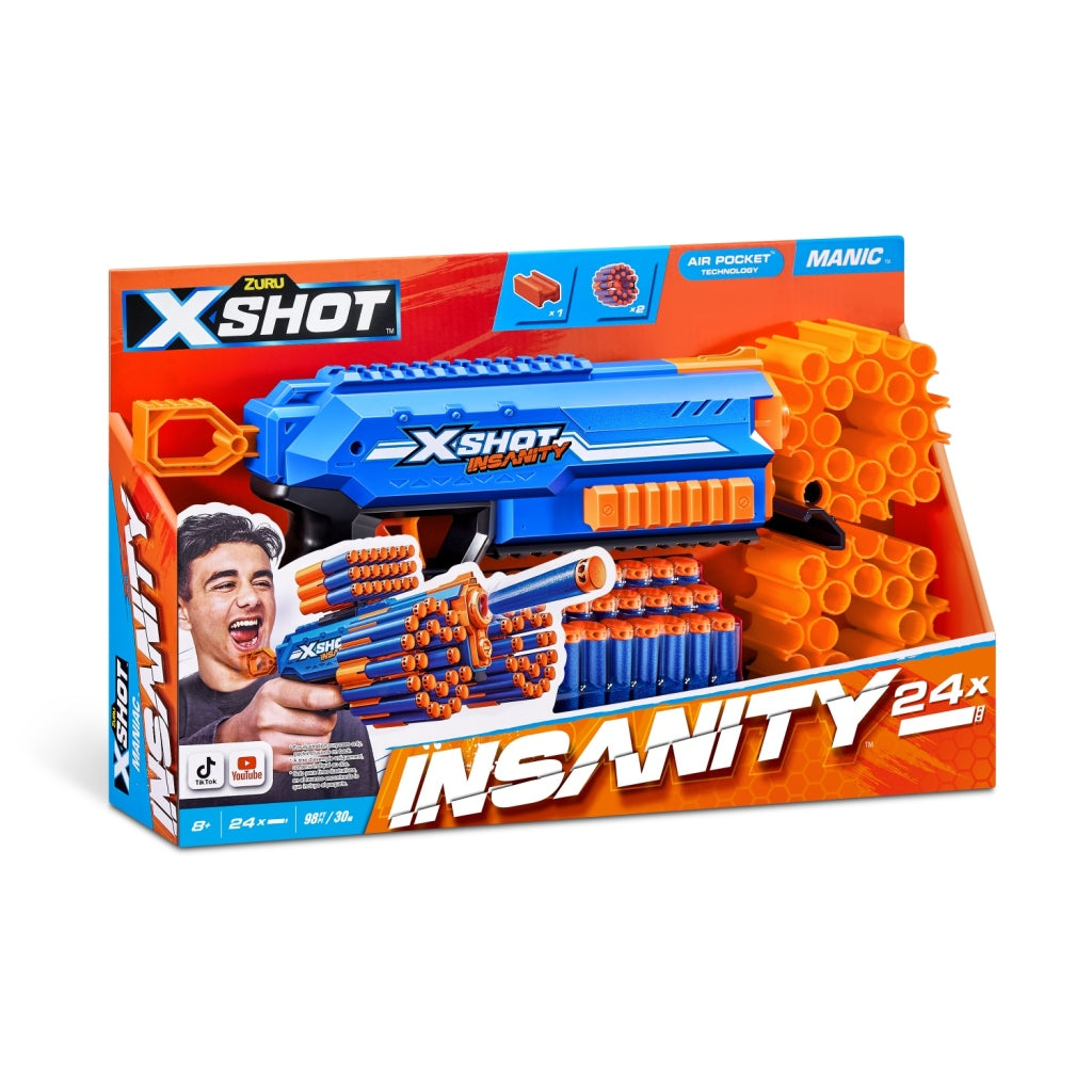 Zuru X-Shot Insanity Manic Blaster + 24 Darts Default Title Dartblasters Joy&Bloom