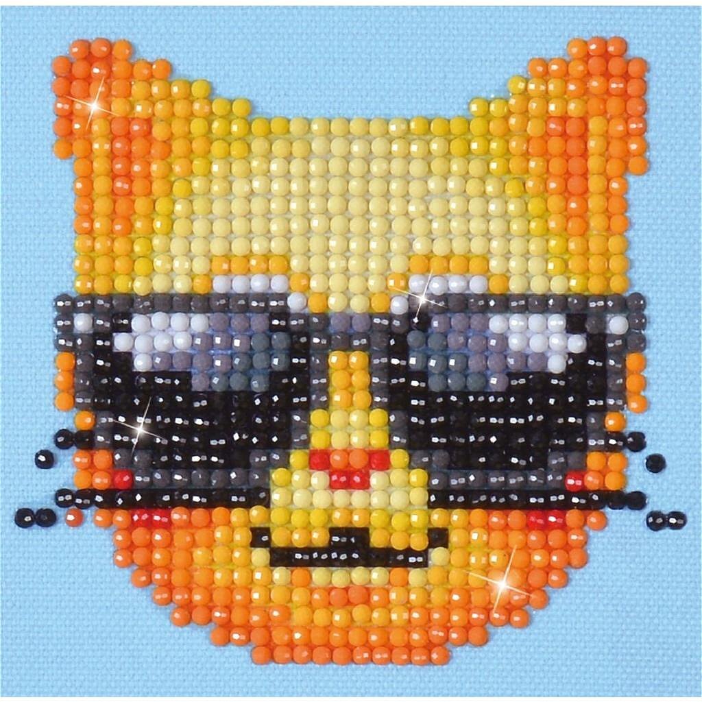 Diamond Dotz Diamond Painting Cool Cat 10X10 Cm Diamond Painting Joy&Bloom